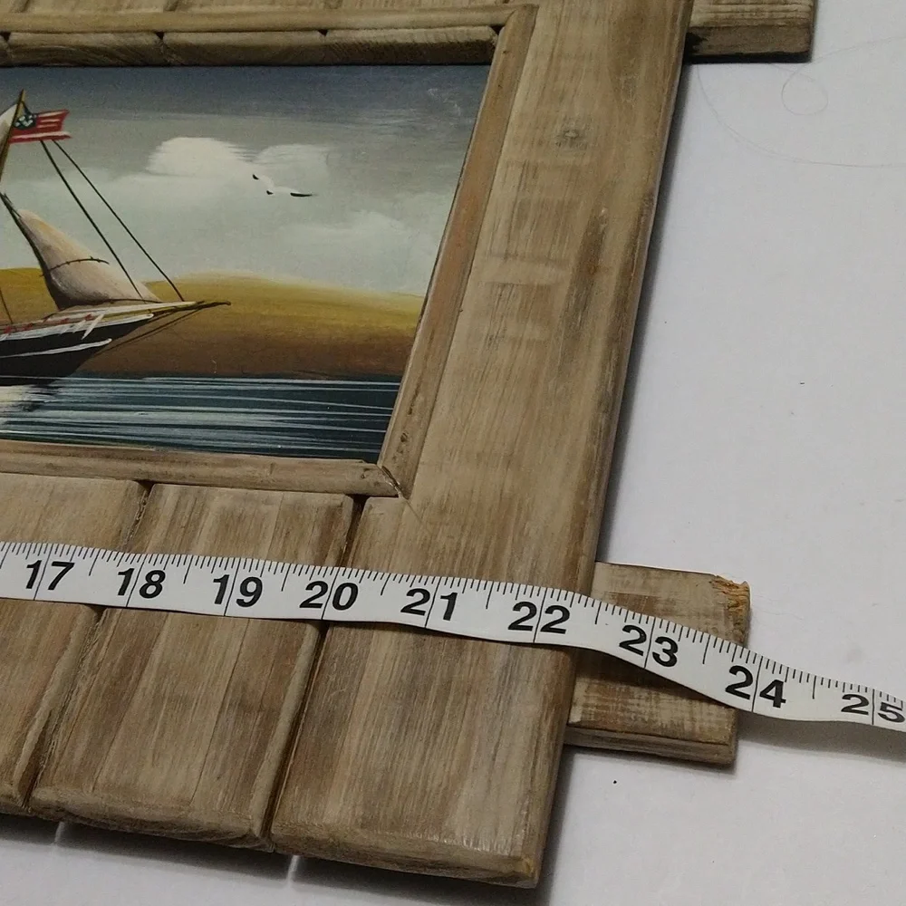 Rustic Wooden Wall Art with Lighthouse and Sailboat - Picture 3 of 7